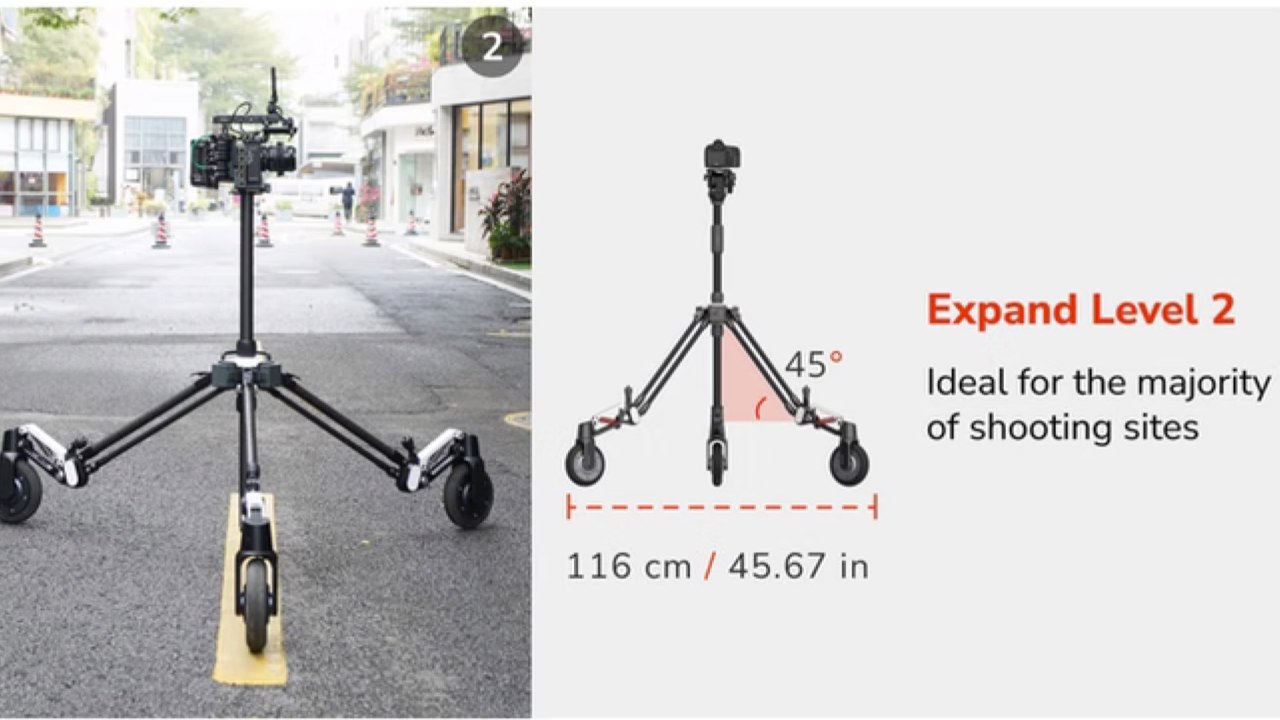 Chariot de cinéma à stabilisation électrique Snoppa Rover : trois niveaux d'extension