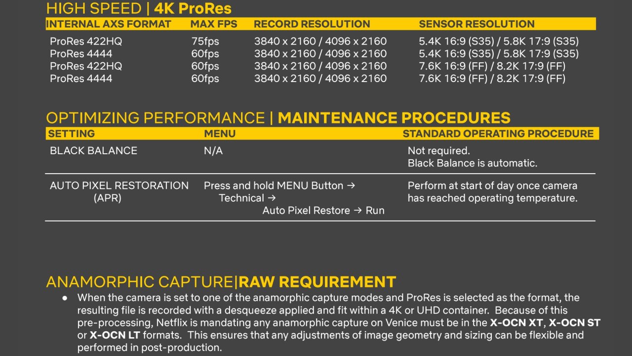 Guide de production de caméras de Netflix pour la VENICE 2