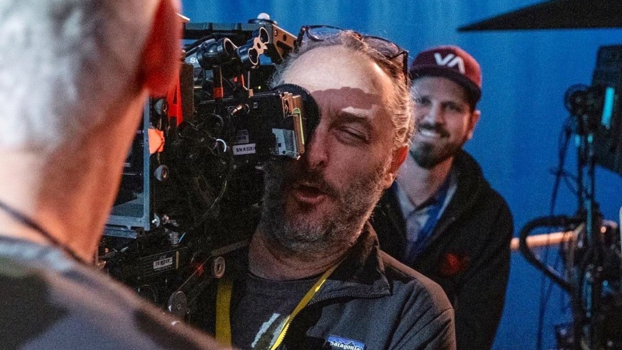 Le directeur de la photographie Emmanuel Lubezki teste la plate-forme de caméra 3D utilisée sur Avatar, Photo : Jon Landau (producteur d'Avatar)